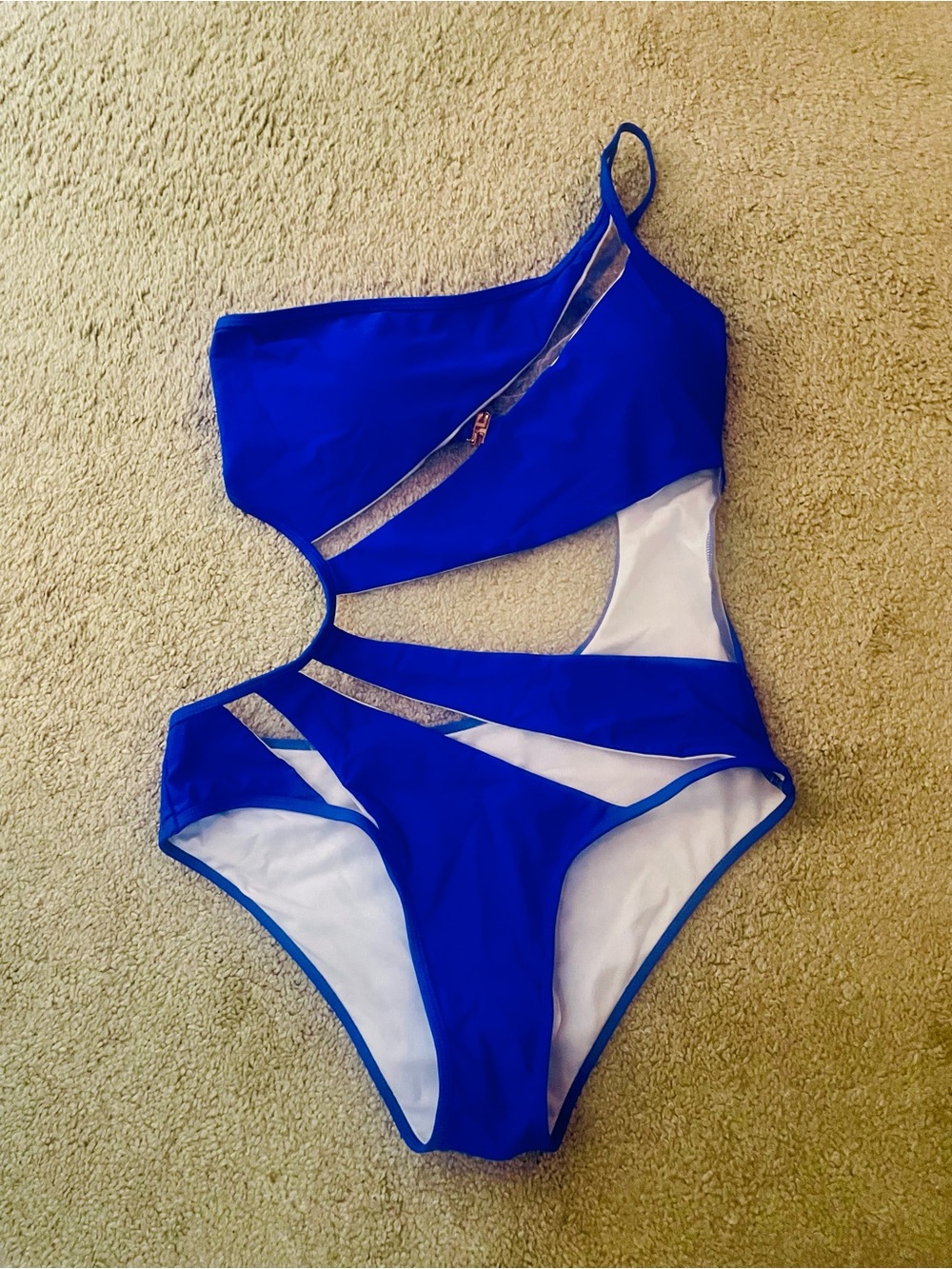 💙 AMZ One-Shoulder Mesh Cut-Out One-Piece Swimsuit